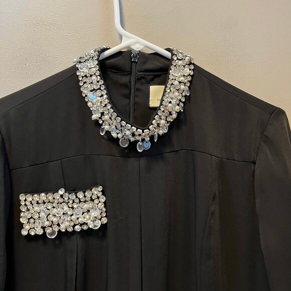 Tuckernuck Black Hoyt Embellished Dress Large Crystal Beading Modern‎ Classic - Picture 3 of 10